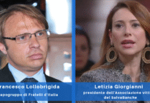 Francesco Lollobrigida, capogruppo di Fratelli d'Italia alla Camera, e Letizia Giorgianni, presidente dell'Associazione vittime del Salvabanche.