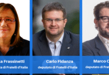 Paola Frassinetti, Carlo Fidanza e Marco Osnato, deputati di fratelli d'Italia