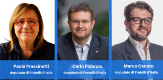 Paola Frassinetti, Carlo Fidanza e Marco Osnato, deputati di fratelli d'Italia