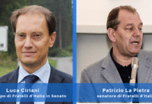 capogruppo di Fratelli d'Italia in Senato, Luca Ciriani, e il senatore di FdI, Patrizio La Pietra.