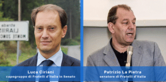 capogruppo di Fratelli d'Italia in Senato, Luca Ciriani, e il senatore di FdI, Patrizio La Pietra.