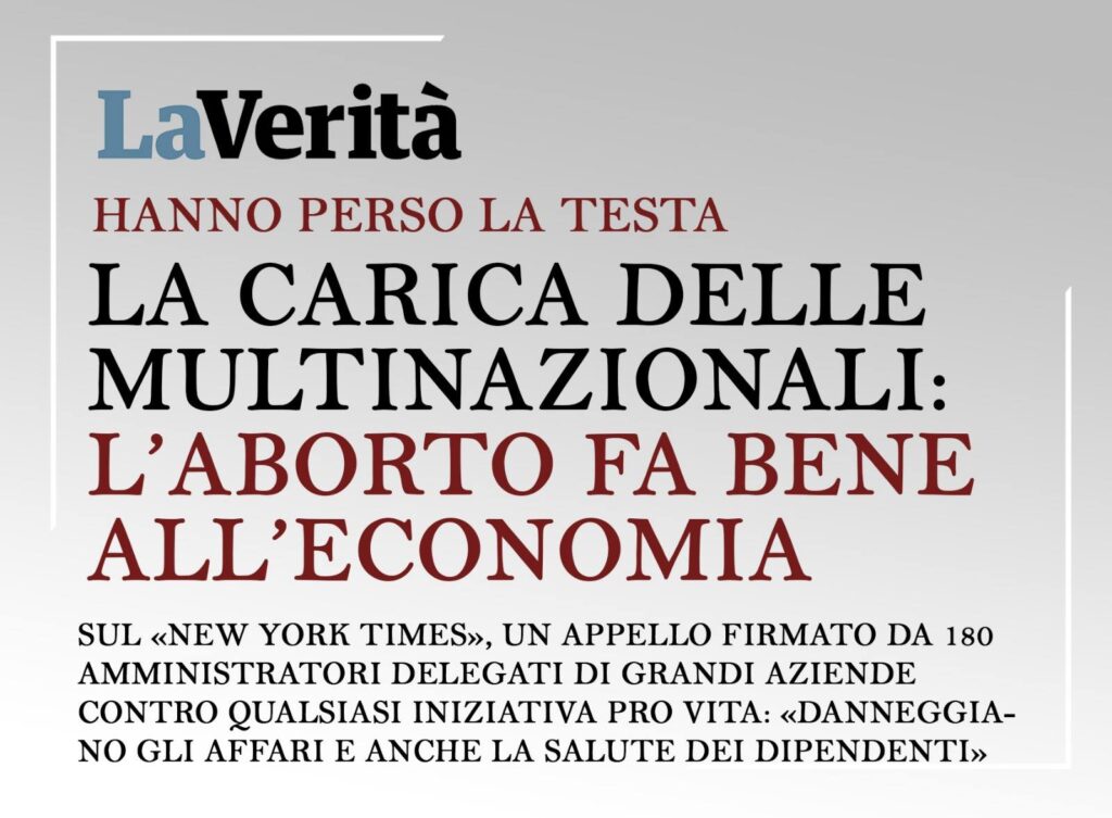 USA, multinazionali contro leggi pro maternità. Meloni: no a profitto prima della Vita
