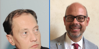 capogruppo di Fratelli d'Italia in Senato, Luca Ciriani, e il senatore di FdI, Andrea de Bertoldi, segretario della Commissione Finanze