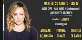 martedi 20 agosto, Fratelli d'Italia scende in piazza a San Benedetto (ore 18, isola pedonale di viale Buozzi) per chiedere "elezioni subito"