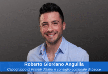 Roberto Giordano Anguilla il capogruppo di Fratelli d'Italia nel nuovo consiglio comunale di Lecce
