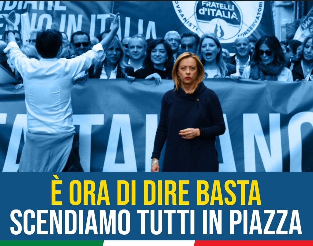 manifestazione indetta dal presidente di Fdi Giorgia Meloni che si terra' in piazza Montecitorio il giorno della votazione della fiducia