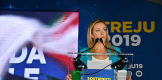 Giorgia Meloni, presidente di Fratelli d’Italia, durante Atreju 2019