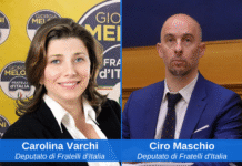 Carolina Varchi e Ciro Maschio, deputati di Fratelli d'Italia in commissione Giustizia