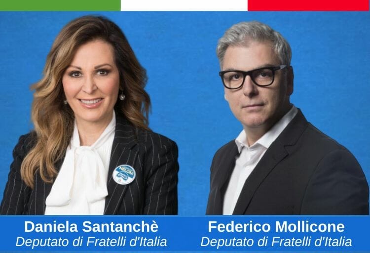 Santanchè _ Mollicone - LVdP parlamentari di Fratelli d'Italia, Federico Mollicone e Daniela Santanchè, componenti della Commissione parlamentare di Vigilanza sulla Rai
