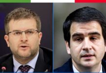 Co-Presidente del gruppo ECR (Conservatori e riformisti europei), Raffaele Fitto, e il Capodelegazione di Fratelli d’Italia al Parlamento Europeo, Carlo Fidanza.