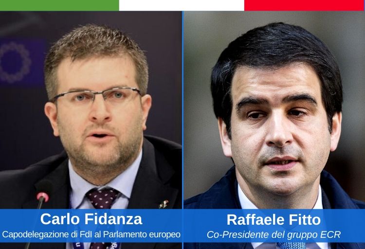 fidanza - fitto LVdP Co-Presidente del gruppo ECR (Conservatori e riformisti europei), Raffaele Fitto, e il Capodelegazione di Fratelli d’Italia al Parlamento Europeo, Carlo Fidanza.