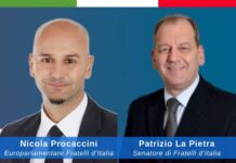 europarlamentare di FDI, Nicola Procaccini, e senatore Patrizio La Pietra, capogruppo di FdI in commissione Agricoltura