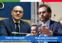 Fabio Rampelli, vicepresidente della Camera dei Deputati di Fratelli d'Italia, e il deputato Marcello Gemmato