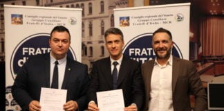 Consiglieri del gruppo Fratelli d'Italia-MCR Stefano Casali, Andrea Bassi e Joe Formaggio