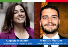 Augusta Montaruli, parlamentare di Fratelli d'Italia e Maurizio Marrone capogruppo Regione Piemonte di Fratelli d'Italia.