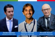 deputati di Fratelli d'Italia Giovanni Donzelli, Davide Galantino e Riccardo Zucconi.