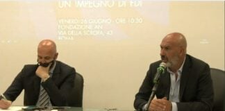 L'europarlamentare di Fratelli d’Italia Nicola Procaccini e il consigliere regionale Sergio Pirozzi, responsabile nazionale del Dipartimento emergenze e grandi rischi di FDI
