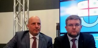 capodelegazione di Fratelli d'Italia e membro della commissione Trasporti del Parlamento europeo, Carlo Fidanza, e l'assessore regionale ai Trasporti della Liguria, Gianni Berrino.