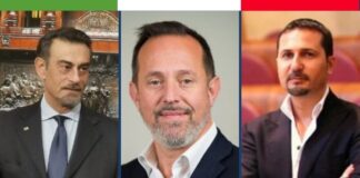 Marco Silvestroni deputato e presidente provinciale di Fratelli d’Italia, Giancarlo Righini Consigliere Regionale di FdI e Federico Rocca responsabile regionale dipartimento sicurezza FdI