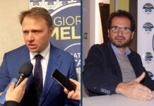 I deputati di Fratelli d'Italia, Marcello Gemmato ,segretario della Commissione Sanità presso la Camera dei Deputati, e Francesco Lollobrigida, capogruppo di FdI alla Camera.