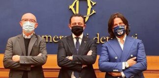 Riccardo Zucconi, Paolo Trancassini e Salvatore Caiata, deputati di Fratelli d'Italia.
