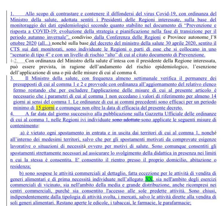 Art. 1-ter. Ulteriori misure di contenimento del contagio su alcune aree del territorio nazionale caratterizzate da uno scenario di massima gravità e da un livello di rischio alto