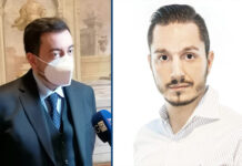 Francesco Torselli, presidente del gruppo di Fratelli d'Italia in consiglio regionale, assieme a Claudio Belgiorno, capogruppo di Fratelli d'Italia in consiglio comunale a Prato