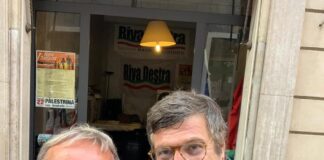 Lorenzo Loiacono, coordinatore provinciale di Riva Destra, a sinistra in foto insieme al suo fondatore Fabio Sabbatani Schiuma