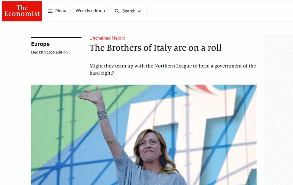 Anche l’Economist esalta Giorgia Meloni: “FDI va alla grande”