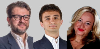 Deputati di Fratelli d'Italia in commissione Finanze, Marco Osnato, Galeazzo Bignami e Lucia Albano.