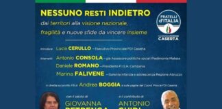 Grafica FdI dell'incontro online "Nessuno Resti Indietro"