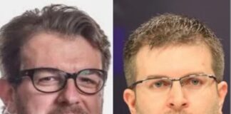 Capogruppo di Fratelli d’Italia in Commissione Finanze alla Camera Marco Osnato, il Capodelegazione di FdI e il Co-Presidente del Gruppo ECR al Parlamento Europeo, Carlo Fidanza e Raffaele Fitto.