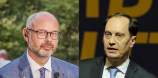 Capogruppo di Fratelli d’Italia al Senato, Luca Ciriani, e il senatore di FdI, Andrea de Bertoldi, capogruppo nella Commissione d’inchiesta sul fenomeno bancario e finanziario