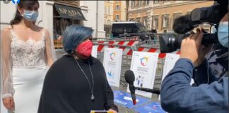 Foto della manifestazione degli operatori del settore dei matrimoni e degli eventi privati pubblicata da Federmep su Facebook