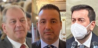 Francesco Torselli e Alessandro Capecchi, consiglieri regionali di Fratelli d'Italia e Patrizio La Pietra, senatore FdI.