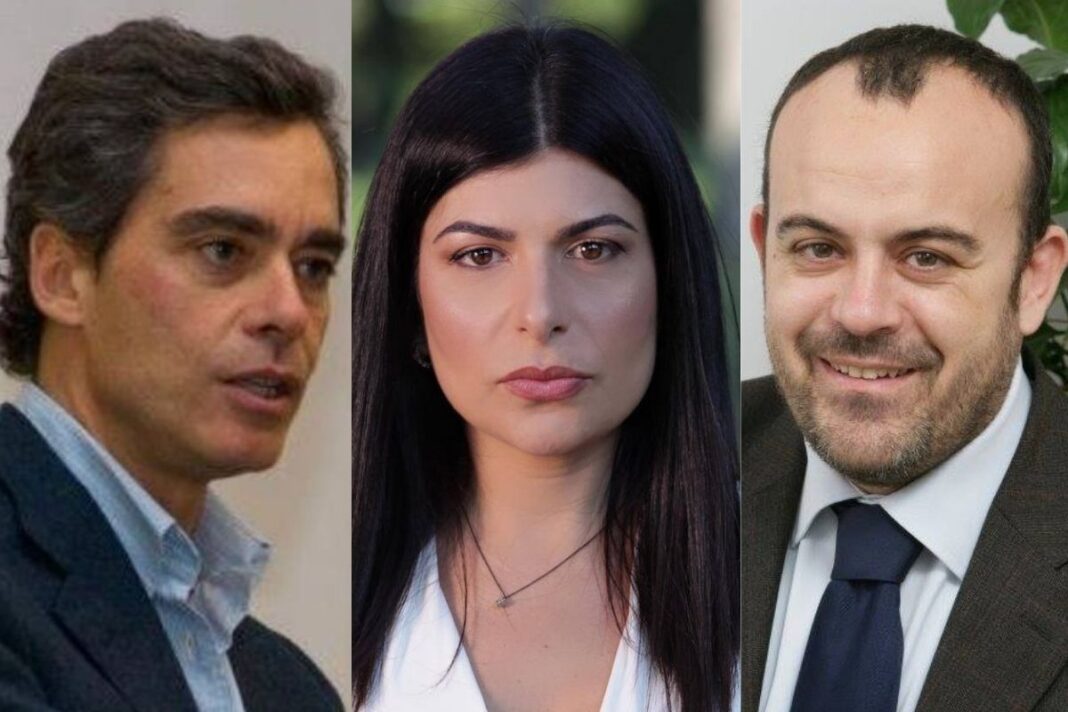 Massimiliano Maselli, Chiara Colosimo e Antonello Aurigemma, consiglieri regionali di Fratelli d'Italia.