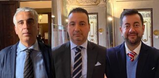 Diego Petrucci, Alessandro Capecchi e Francesco Torselli, consiglieri regionali di Fratelli d'Italia.