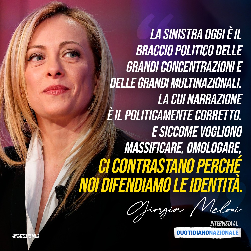 Giorgia Meloni a «Quotidiano Nazionale»