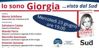 Locandina del webinar "Io sono Giorgia...visto dal Sud", organizzato da 'ilSud24.it' e dal Dipartimento politiche per il Mezzogiorno di Fratelli d'Italia.