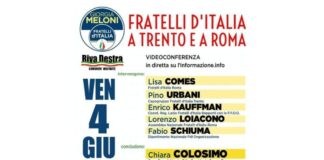 Locandina della videoconferenza FdI Roma Trento.