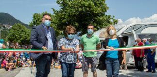 L'inaugurazione della nuova area camper di Calalzo di Cadore.