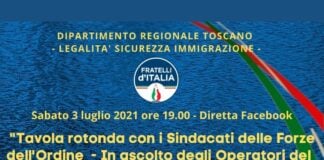 Grafica del convegno organizzato dal Dipartimento regionale Sicurezza Legalità e Immigrazione di Fratelli d'Italia.