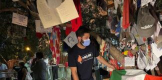 Fabio Roscani, presidente di Gioventù Nazionale durante la fiaccolata in memoria della strage di via D’Amelio.