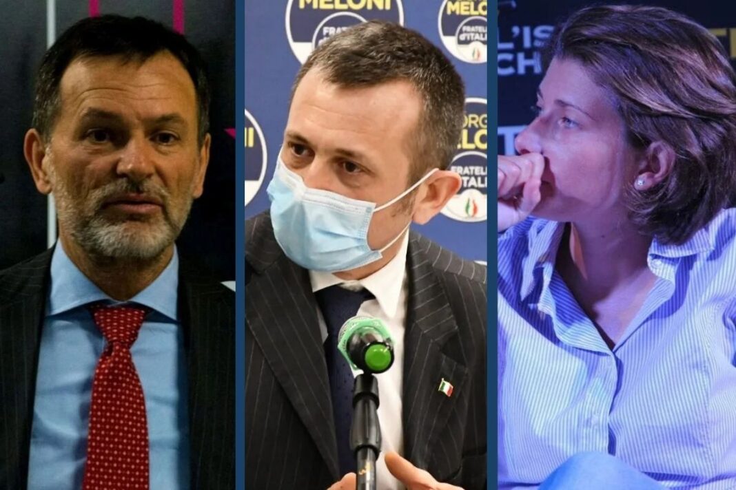 Alberto Balboni, capogruppo di Fratelli d’Italia in commissione Giustizia del Senato, Andrea Delmastro, responsabile giustizia di Fratelli d'Italia e Carolina Varchi, capogruppo di Fratelli d’Italia in commissione Giustizia della Camera.