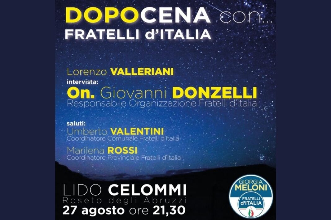 Locandina dell'evento organizzato da FdI Roseto.
