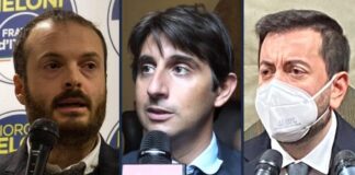 Giovanni Donzelli, deputato di Fratelli d'Italia, Alessandro Draghi, capogruppo Fratelli d'Italia in Palazzo Vecchio e Francesco Torselli, capogruppo di Fratelli d’Italia in Consiglio regionale.