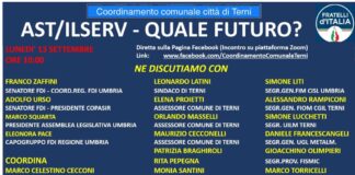 Locandina del convegno organizzato dal Coordinamento Fratelli d'Italia di Terni.