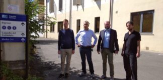 Diego Petrucci, Consigliere regionale di Fratelli d’Italia insieme alla delegazione FdI durante il sopralluogo all'ospedale Serristori di Figline.
