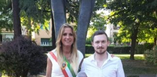 Silvia Chiassai Martini, sindaca di Montevarchi e Lorenzo Allegrucci, capolista di Fratelli d'Italia a Montevarchi.