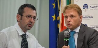 Andrea Delmastro, capogruppo in commissione Esteri di Fratelli d'Italia e Francesco Lollobrigida, capogruppo alla Camera di Fratelli d'Italia.